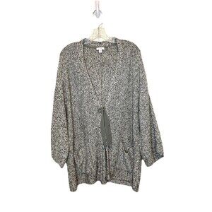 J. Jill Pure Jill Marled Knit Green Cardigan Sweater Green Tie Front Women Large